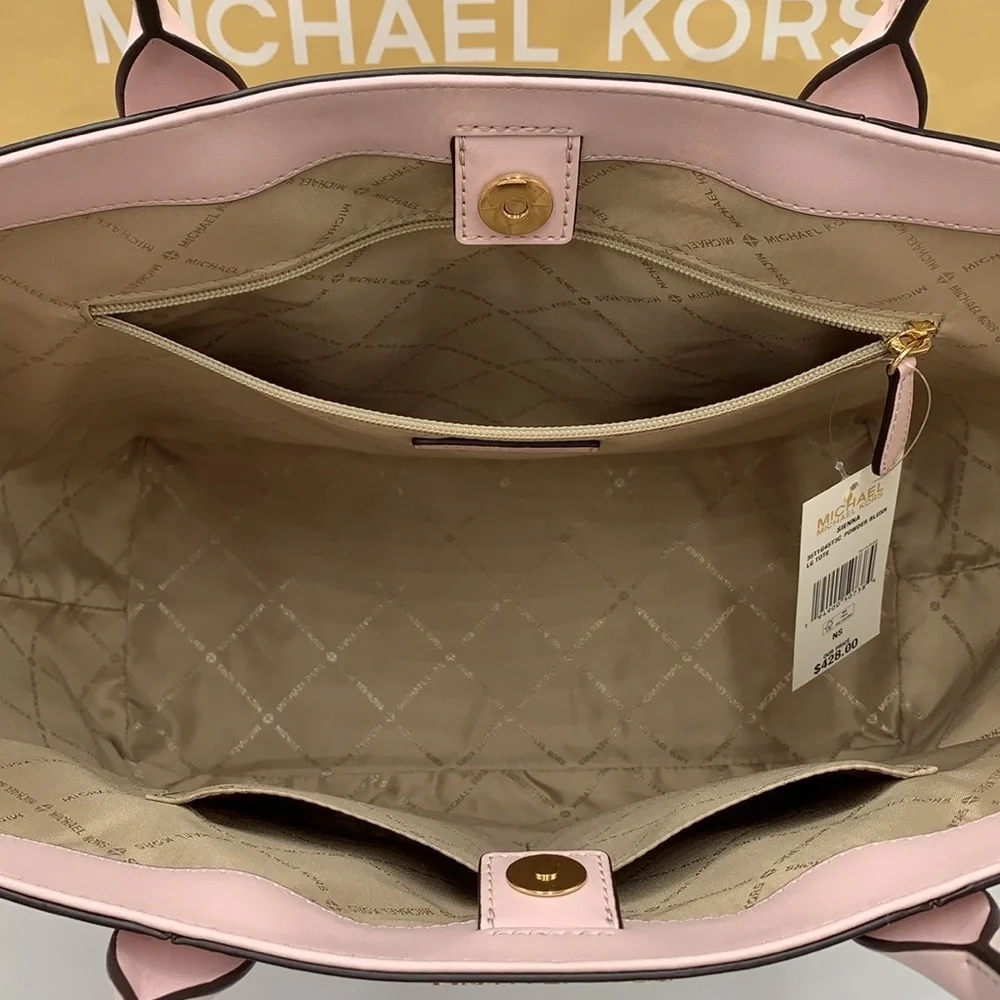 MICHAEL KORS SIENNA Large Tote Shoulder BAG In POWDER BLUSH Leather Canvas